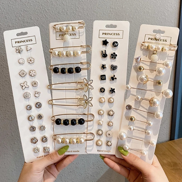 1 Pack Rhinestone Brooches Pin Women Pearl Lapel Pin Sweater Dress Buckle Pin Jewelry Brooch Pins Badge Buckle Accessories